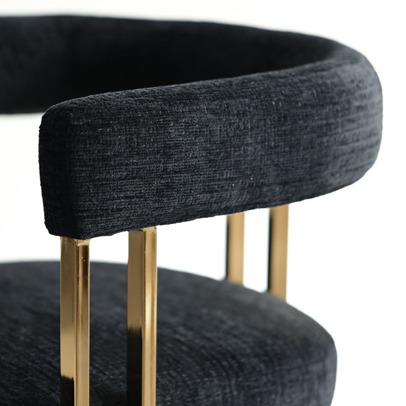Ensemble de table de salle à manger pour 2 personnes avec table ronde et 2 fauteuils rembourrés en chenille, Black