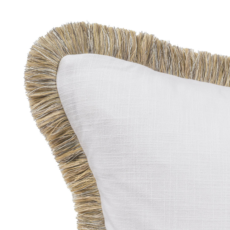 Cara Fringe Linen Blend Throw Pillow, Square, 24"H x 24"W