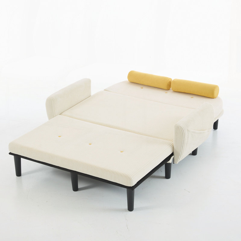 Corduroy Loveseat Sofa with Storage USB Charger and Adjustable Recliner for Living Room, Ivory