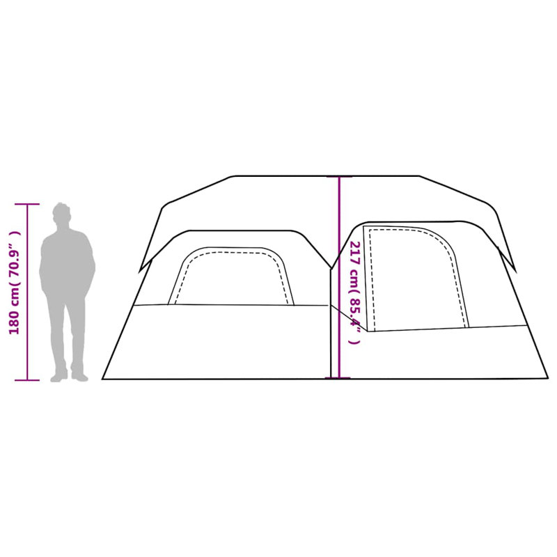 Vidaxl Family Tent 9-Person Quick Release Waterproof, Grey/Orange