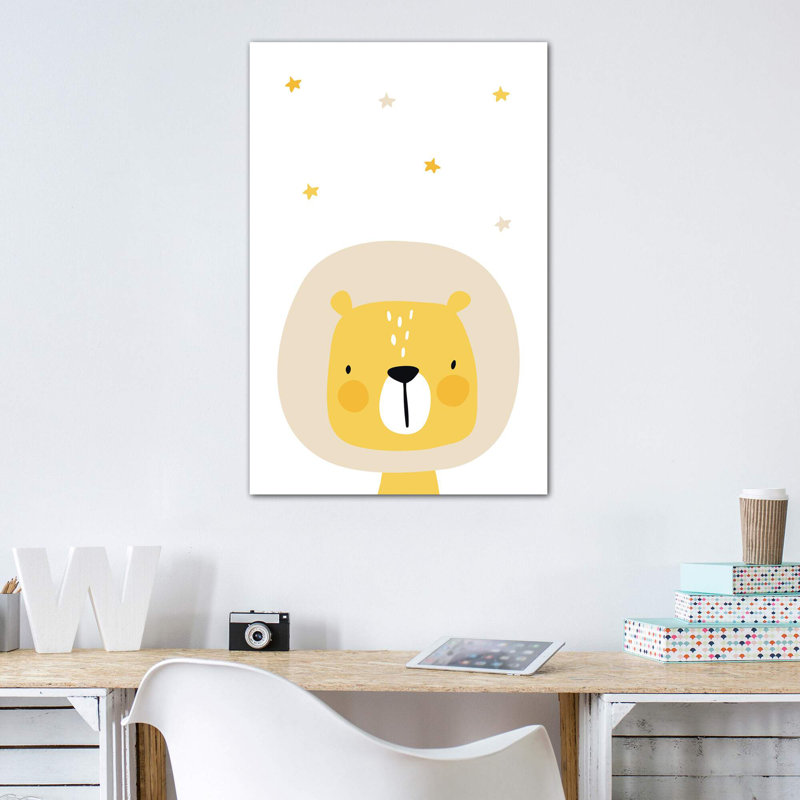 " Lion With Stars ", 60" H x 40" W x 1.5" D, Wrapped Canvas, No Mat