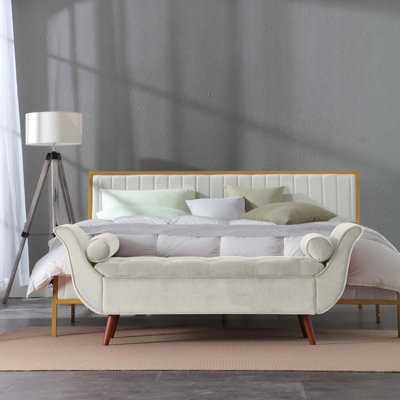 Banc de rangement capitonné capitonné au design rétro classique pour une utilisation polyvalente et polyvalente