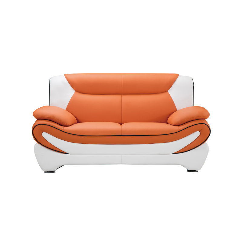 Causeuse Bae, Similicuir orange / ivoire