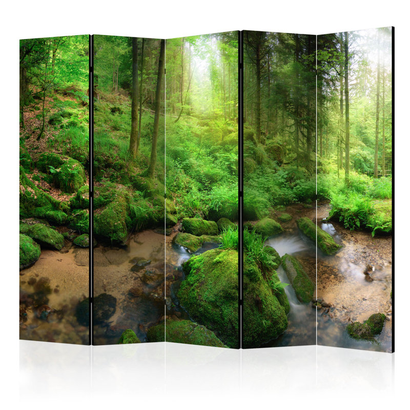 225cm W x 172cm H 5 - Panel Wood Folding Room Divider