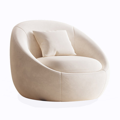 Fauteuil de loisir en velours mat blanc crème pour le salon et la chambre à coucher.