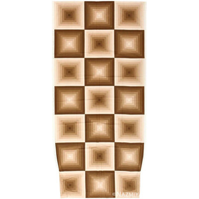 Vintage Scandinavian Verner Panton Brown And Tan Quadrat Textile