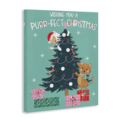 Art mural sur toile Purr-Fect Christmas Tree, design par Angela Nickeas