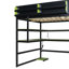 Lit mezzanine double en bois avec bureau, support de rangement latéral, tablettes multiples et lumière RVB, vert-1196780110-1196780097