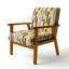 Fauteuil d'appoint rembourré moderne et contemporain à motif de lignes jaunes rayées-97353059