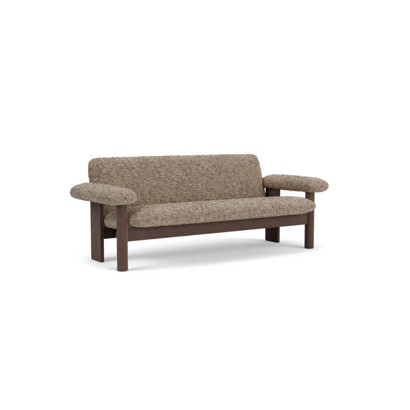 Brasilia Loveseat, Sahara Sheepskin, Natural Oak