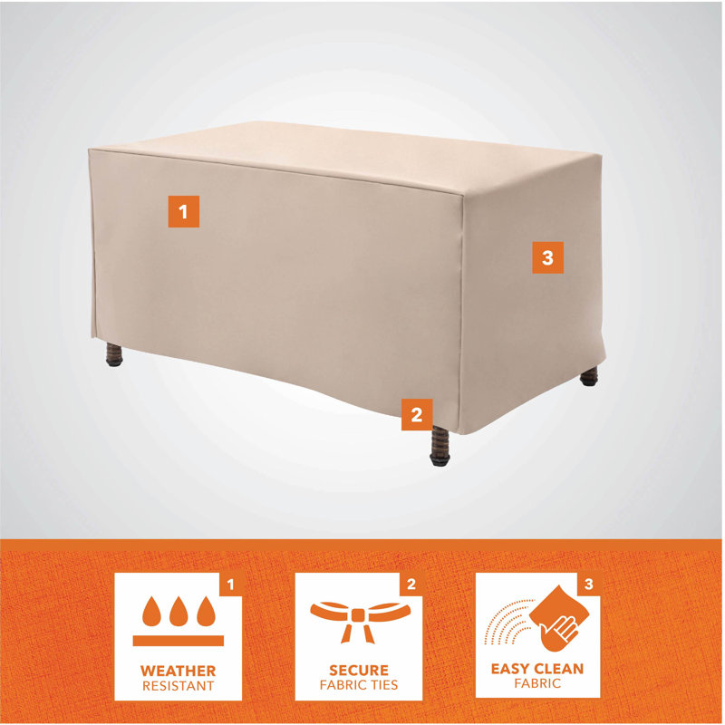 Beige Weather-Resistant Patio Ottoman and Coffee Table Cover