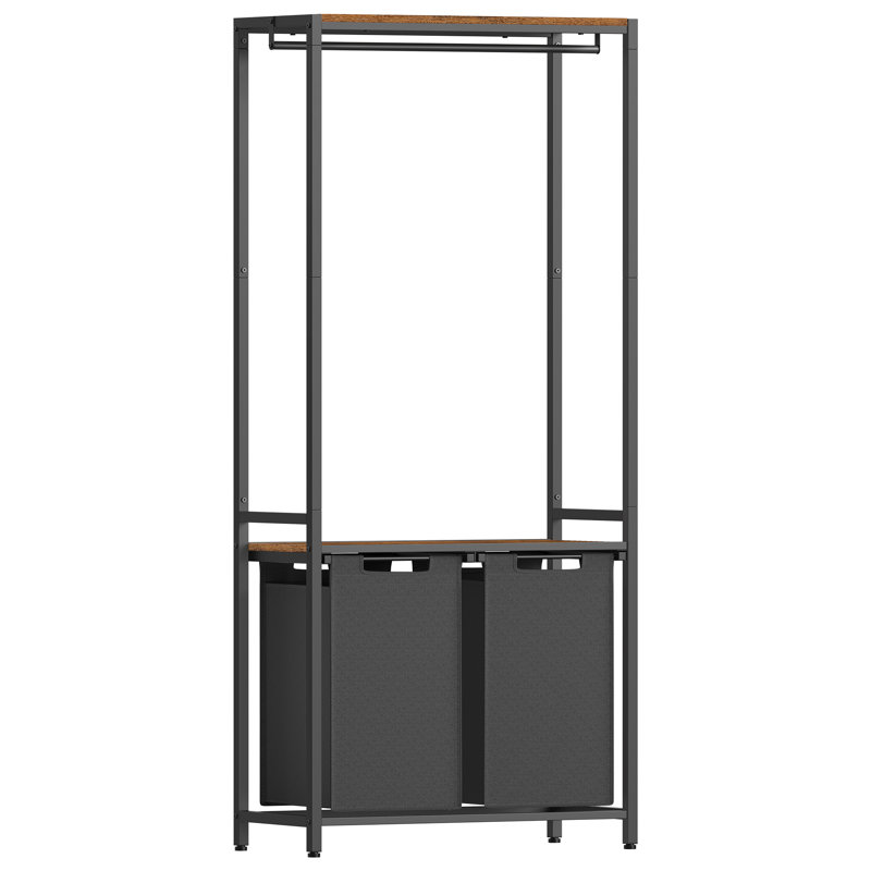 Laundry Hamper with Handles, Rustic Brown/Black
