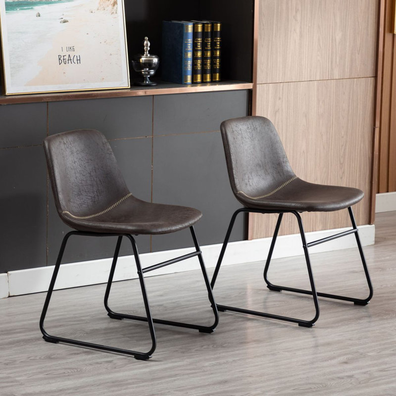 Davey Faux Leather Upholstered Side Chair, dark brown