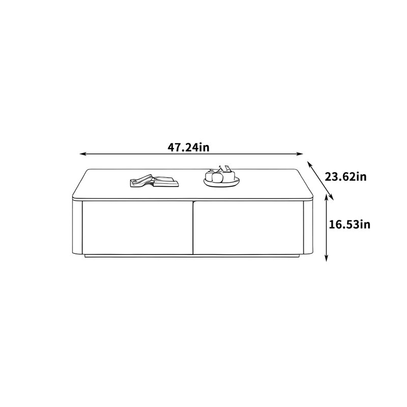 Table basse en bois massif avec joints en queue d'aronde, H 16,53 po x L 47,24 po x l 23,62 po