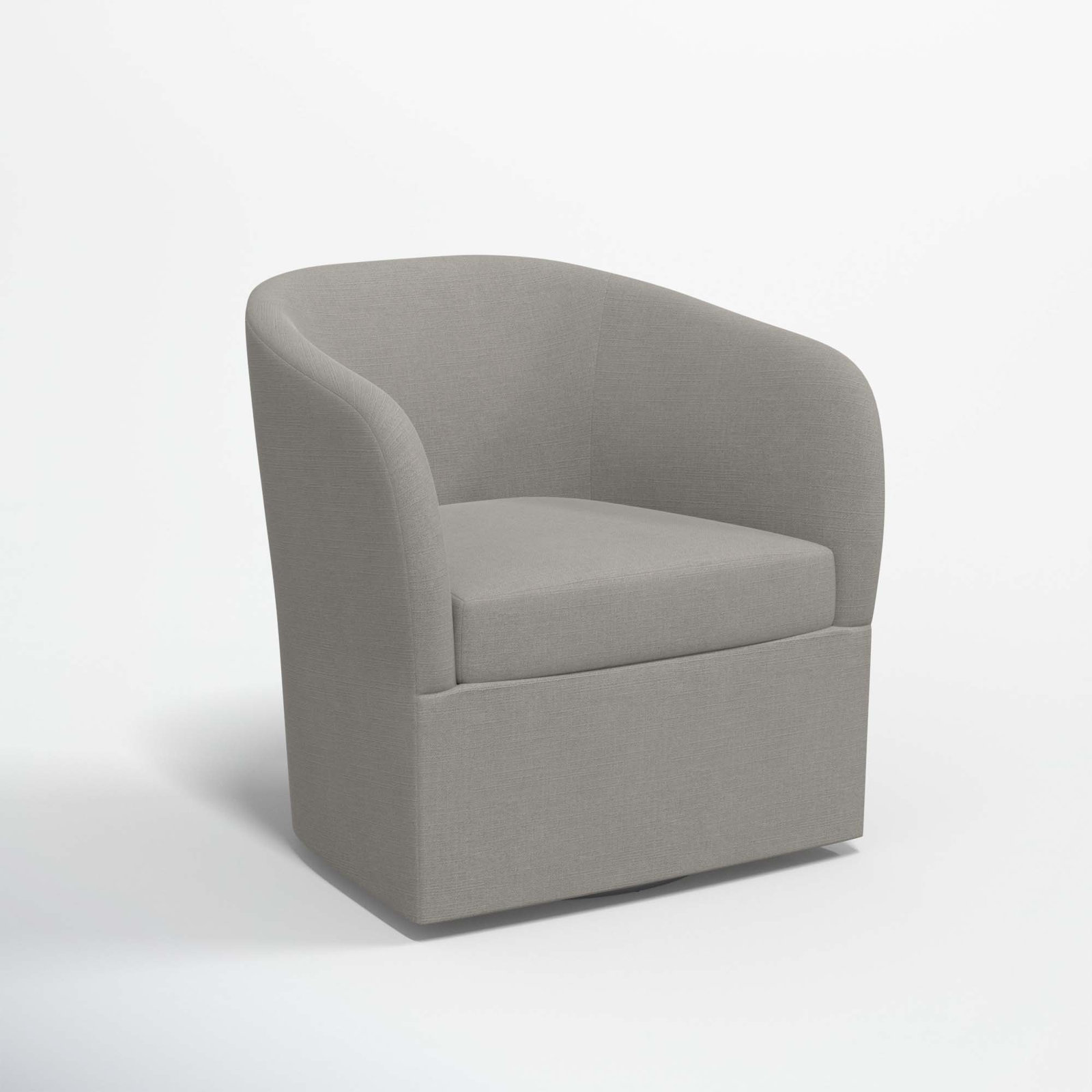 Lesia Upholstered Swivel Barrel Chair, Classic Grey Linen