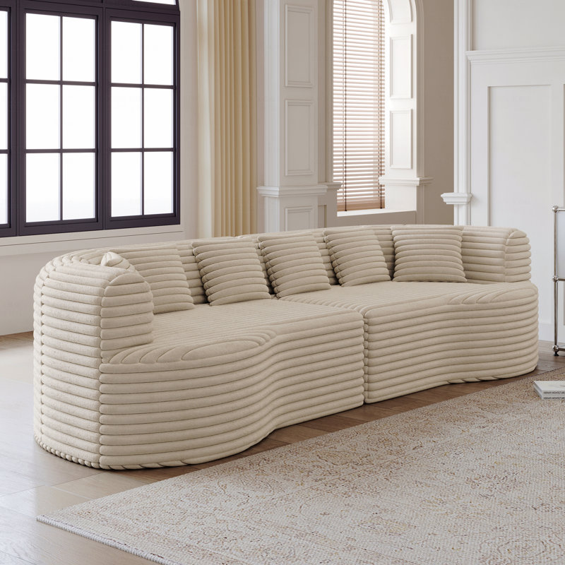 Canapé modulaire incurvé surdimensionné, 106,3 po, canapé nuage sans os moderne avec 6 coussins, Beige