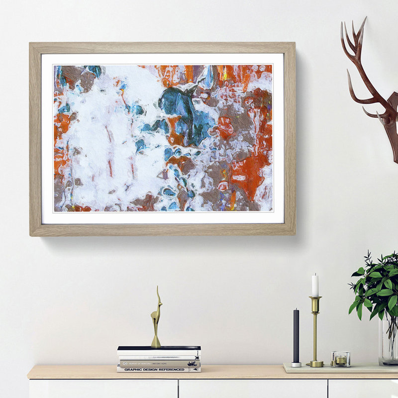 Abstract Art Painting Vol.144 by S.Johnson - Single Picture Frame Painting, 45cm H x 63cm W x 2cm D, Oak Framed