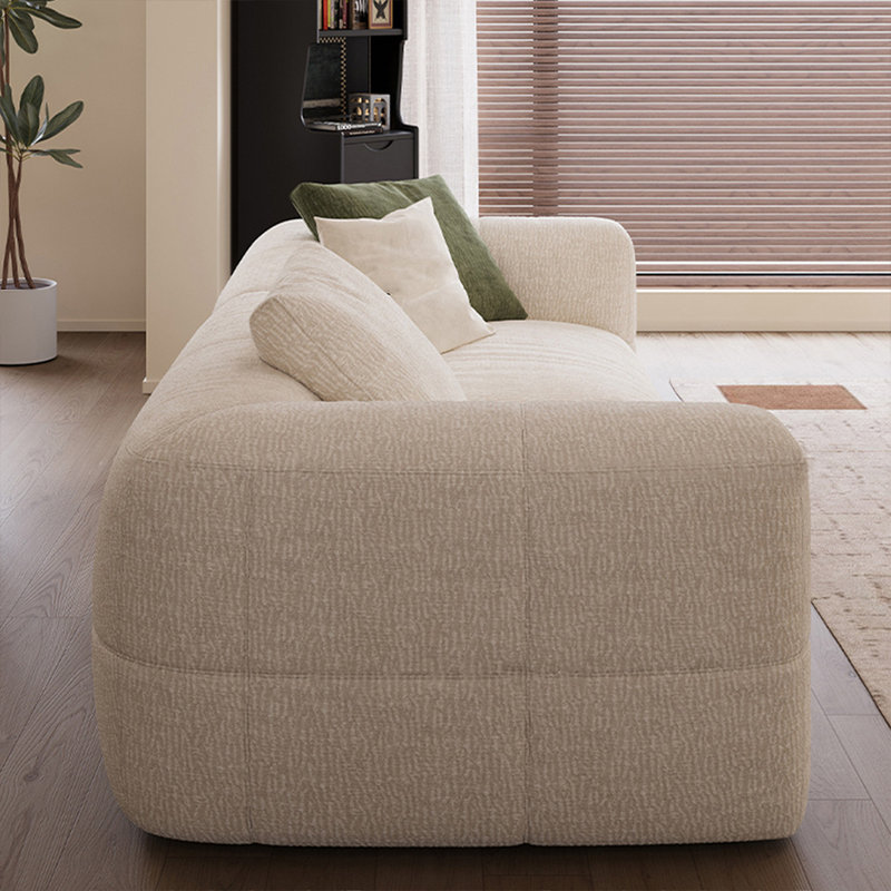 Canapé modulaire moderne en chenille blanc crème, H 26,38 po x l 110,24 po x P 42,52 po