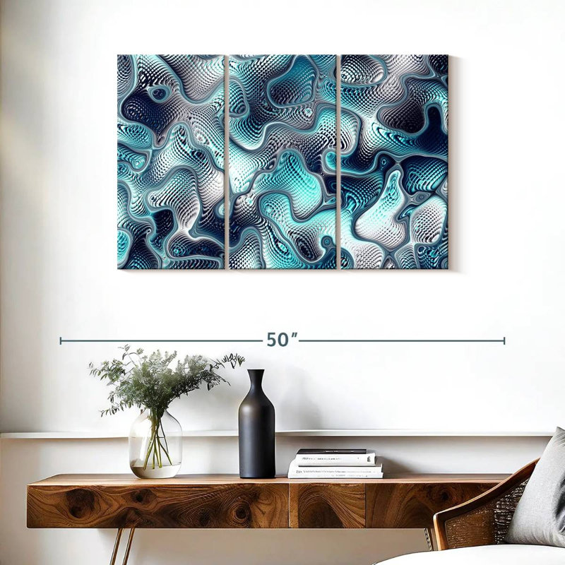 Fissures bleu sarcelle abstraites Avery, H 24 po x l 38 po