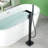 Freestanding Tub Faucet With Handheld Shower Single Hole Waterfall Floor Mount Bathtub Faucets Brass Single Handle Tub Fillers With Swivel Spout-111656305