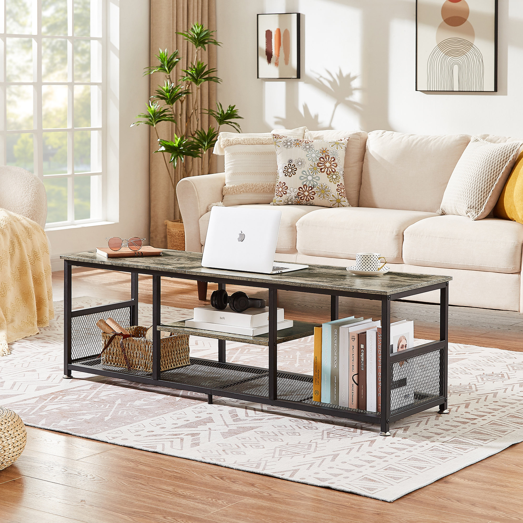 Southside Frame Coffee Table with Storage Union Rustic Color: Dark Brown