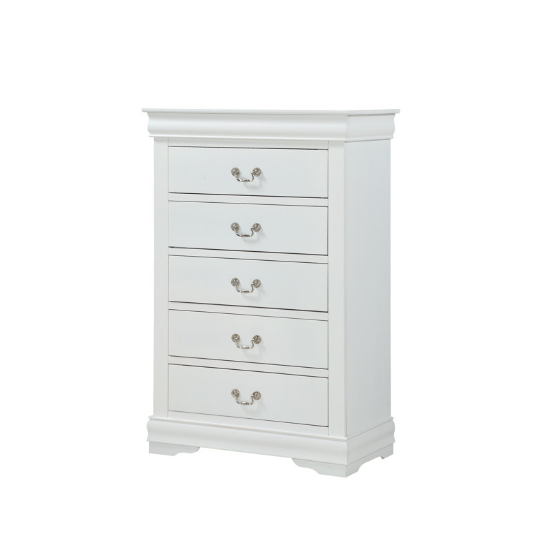 Commode 1 pièce à 5 tiroirs Louis Philip, Blanc
