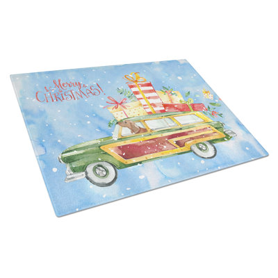 Planche à découper en verre trempé joyeux de noël caroline