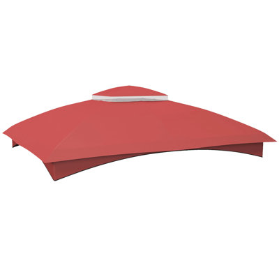 Outdoor 10' X 12' Gazebo Canopy Replacement, Wine Red, 2 Roof With Drain Holes And Great Air Circulation Replacement 12', Red Drainage Advantageous Airflow