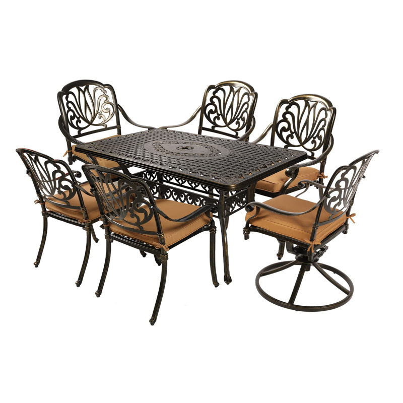 Lenoir 6 - Person Patio Dining Set with Rectangular Table , Cushions Included