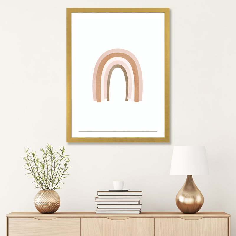 «Rainbow I» par Sissi & Seb - impression d'art graphique, H 32 po x l 24 po x P 1 po, Papier encadré doré, Blanc