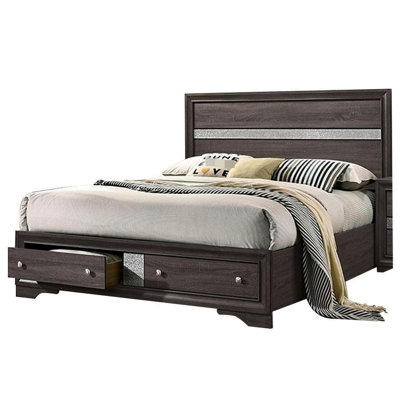 Grand lit avec tiroirs de couleur grise - Sophistication Modern