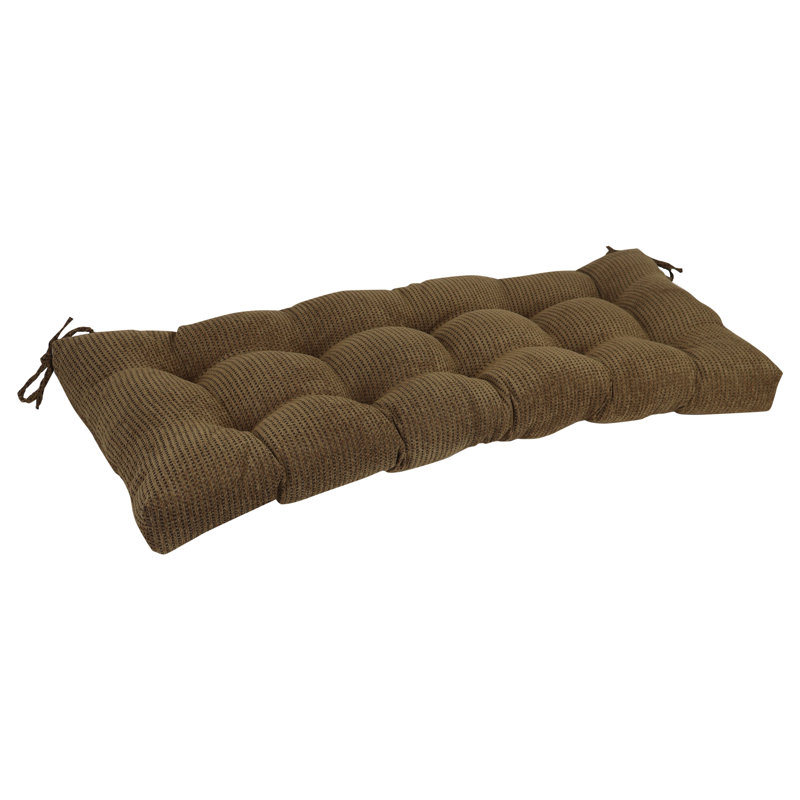 Tufted Jacquard Chenille Bench Cushion, Brown Dots, 46" W x 19" D