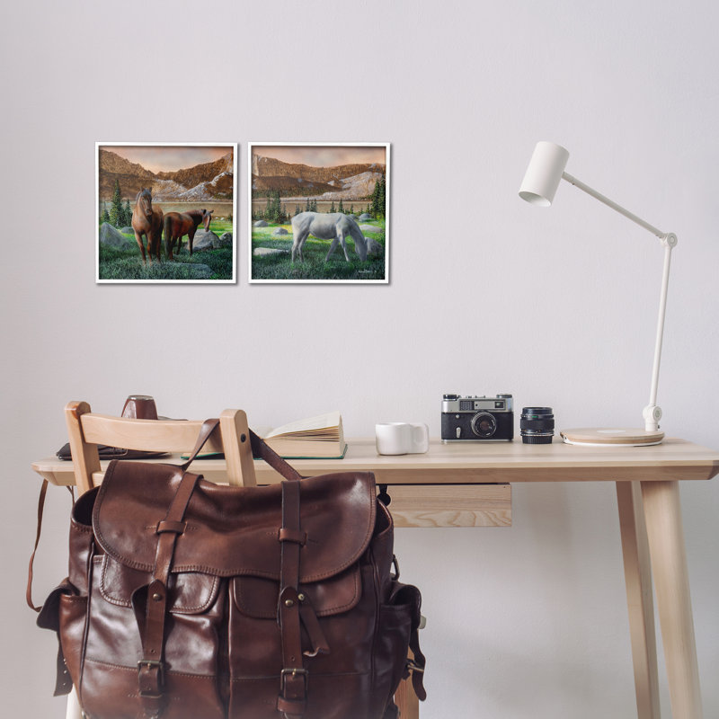  «Country Valley Horses Grazing», ensemble de 2 giclées par Kevin Daniel, H 12 po x l 12 po