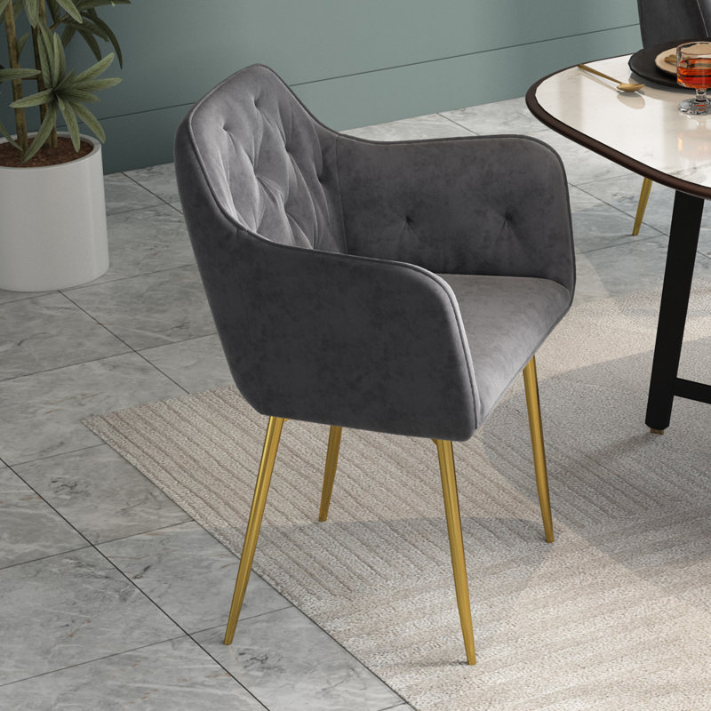 Actaeon 47cm H Tufted Velvet Upholstered Armchair, Grey