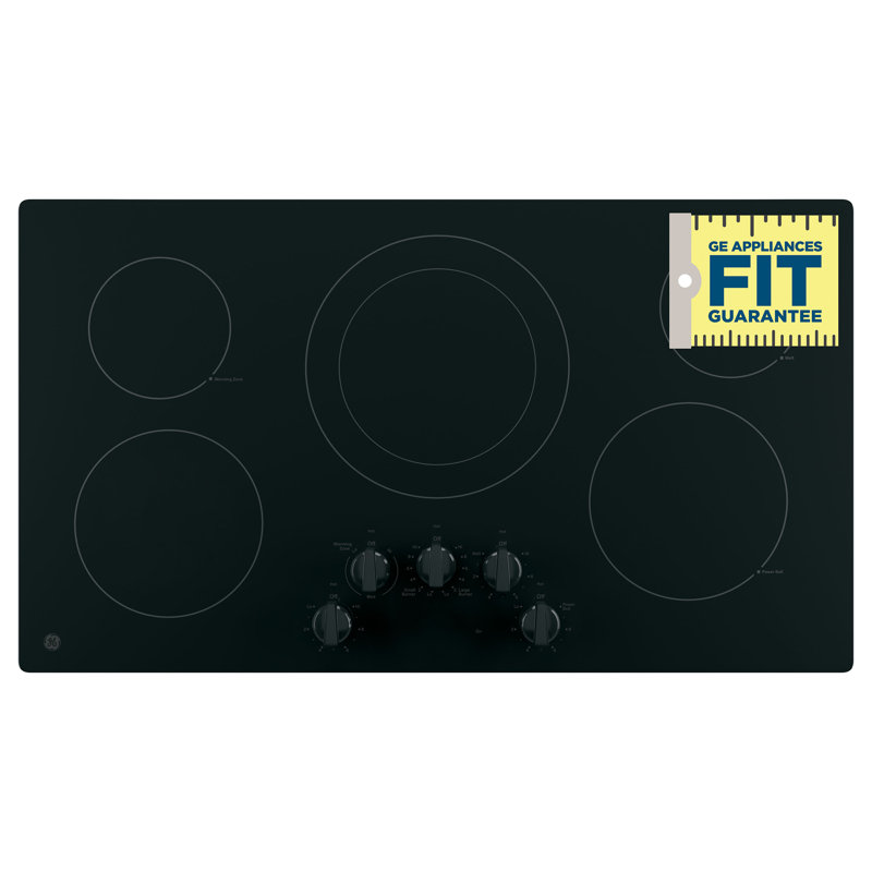 Built-in 36" Electric Cooktop with 5 Burners, Black