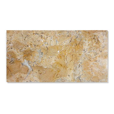 Hyatt Polished Gold Beige Marble Tile - 12x24 Natural Stone for Luxury Flooring & Wall Decor