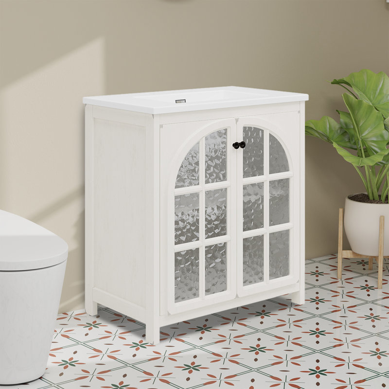Meuble-lavabo de ferme l 31 po avec lavabo en céramique, Blanc