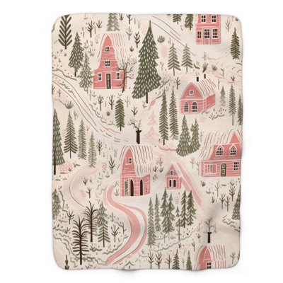 Rustic Scene - Couverture sherpa de qualité supérieure 1 pièce
