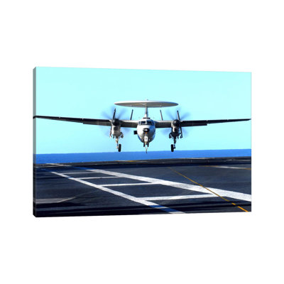 An E-2C Hawkeye Approaches for Landing Aboard USS John C. Stennis 1 Piece Wrapped Canvas Wall Art