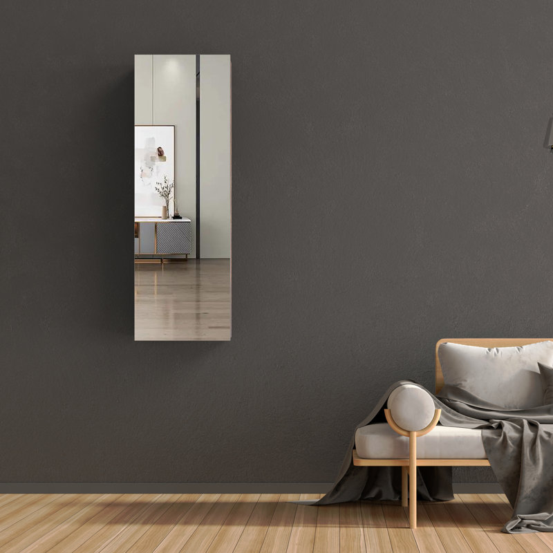 Armoire à bijoux murale avec miroir, Gris antique