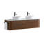 Meuble-lavabo double lavabo incurvé Erba, fini noyer