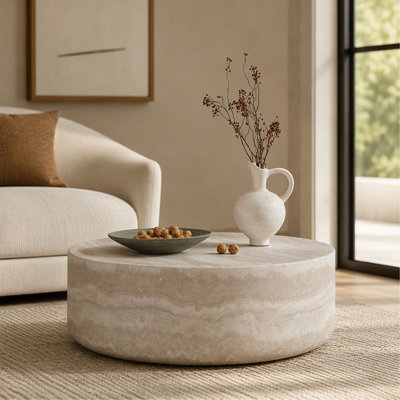 Coffee Table – 31.49" – Round – Faux Mars Pattern – No Assembly – for Living Room