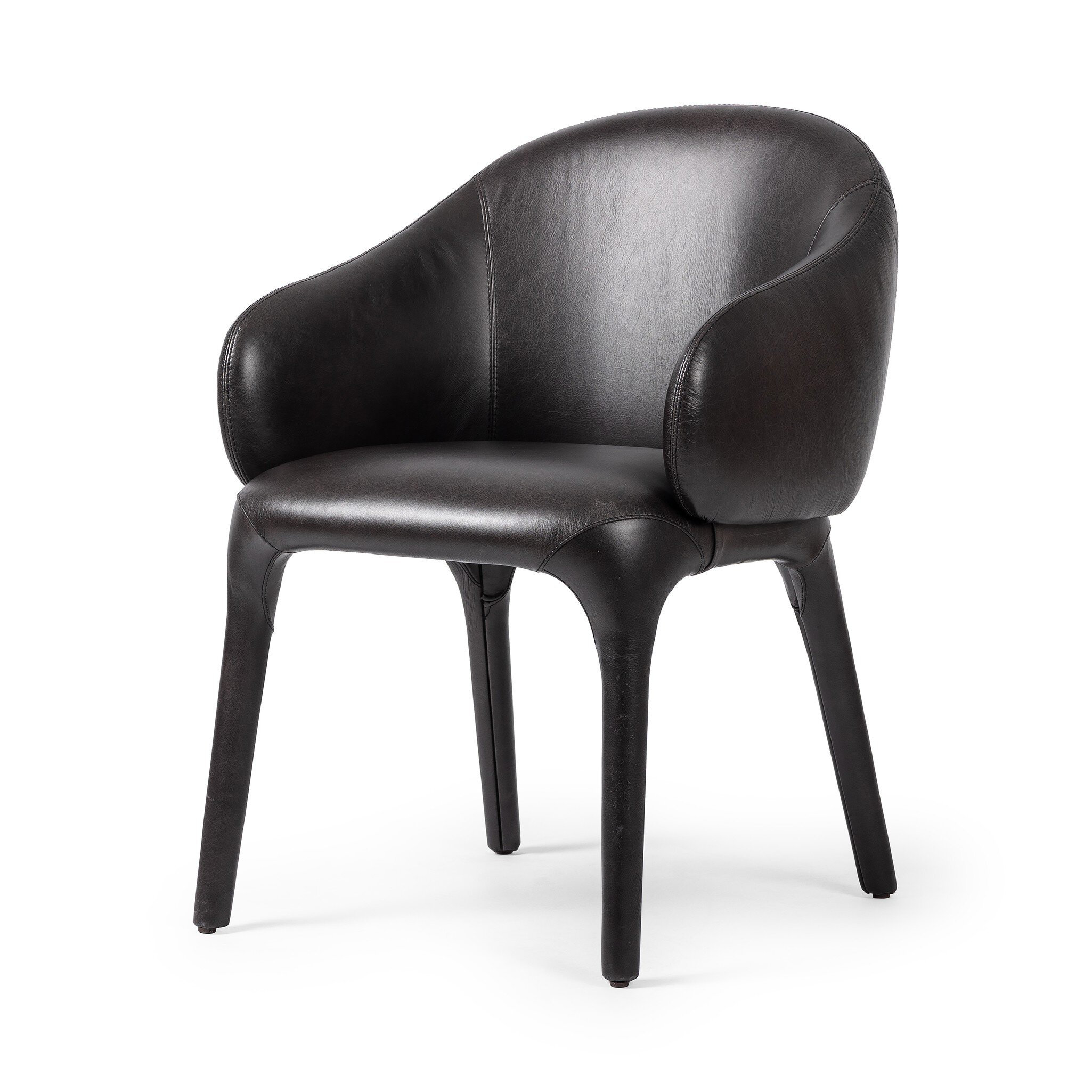 AllModern Omera Genuine Leather Full Back Armchair Dining Chair | Wayfair