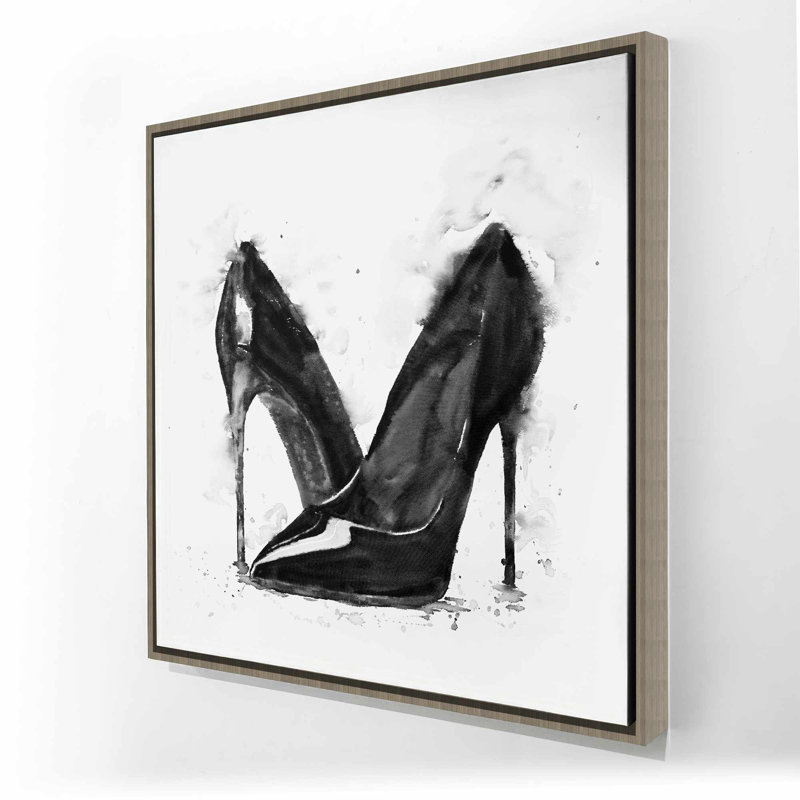 Chaussures à talons hauts noires minimalistes | Art mural de chambre à coucher