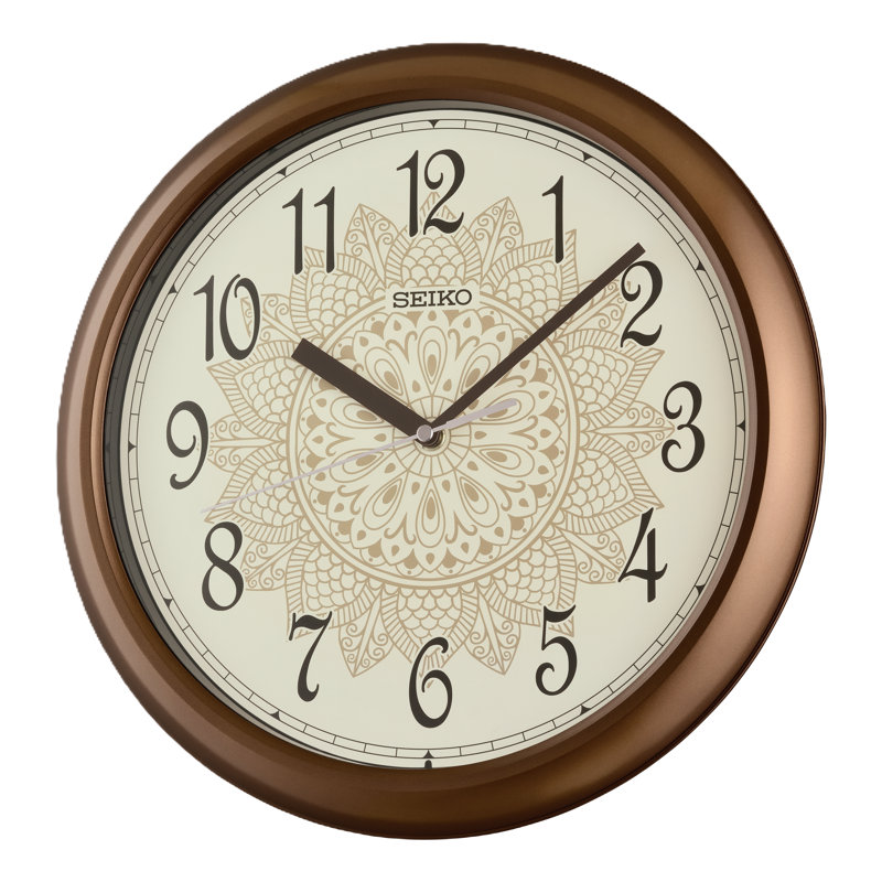 QHA018BLH Traditional Wall Clock, Metallic Brown, Brown