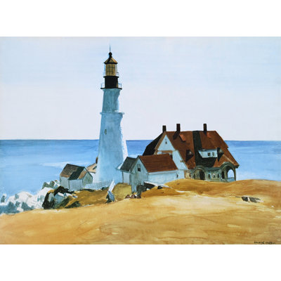 " CANVAS Lighthouse And Buildings Portland Head Cape Elizabeth Maine 1927 16X12 By Edward Hopper STREATCHED - Art Print Poster Museum Masterpiece Master Painter - QUALITY ART REPRODUCTION " by Edward Hopper