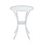 Table de bar en acier inoxydable avec plateau en verre trempé et base plaquée en chrome