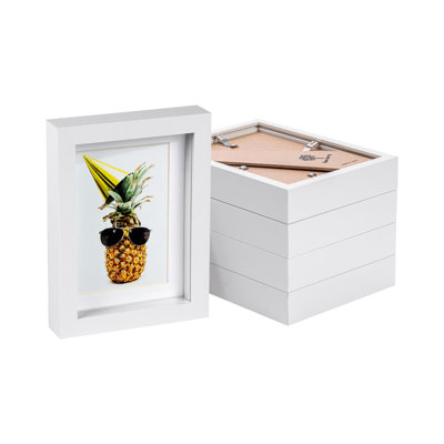 Nicola Spring - 5" x 7" White 3D Box Photo Frames - 4" x 6" Mount - White
