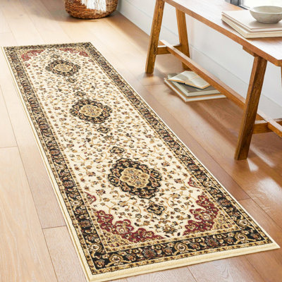 Classic Area Rug, 2 Ft. 7 In. X 3 In., Cream Shade, Polypropylene Material, 87 Depth, 31 Width, 0.44 Height, 8.2 Lb Weight Traditional Rug In Color, Made,