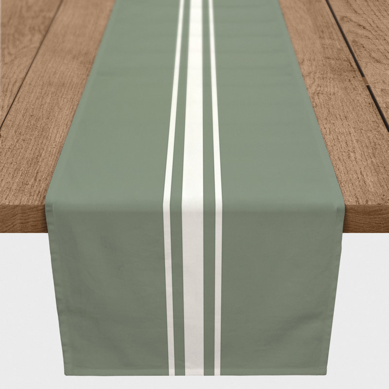 Bundrage Rectangle Striped Polyester Table Runner, 72" x 16", Green